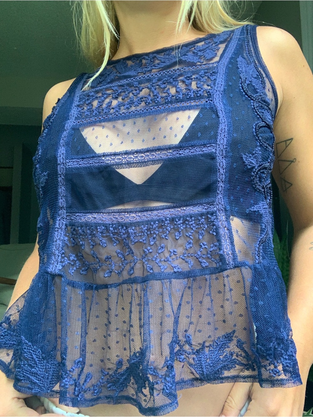 Lilka Navy Blue Sheer Tank
